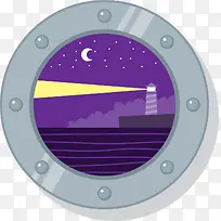 紫色大海灯塔窗口