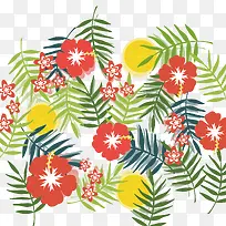 鲜艳的热带植物边框