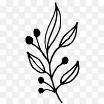 黑色线条植物