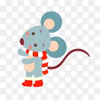 卡通围围巾的小老鼠动物设计