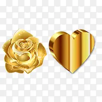 黄金玫瑰和黄金心形