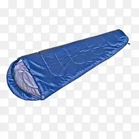 睡袋是蓝色的