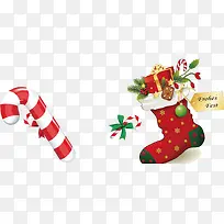 圣诞红色糖棍袜子礼物图案
