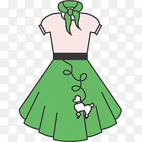 绿色矢量卡通印花裙子