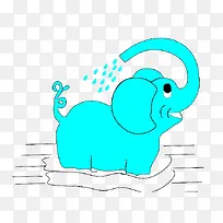 蓝色大象宝宝喷水嬉戏图片