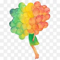手绘五彩气球