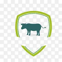 矢量奶牛徽章绿色农场图标