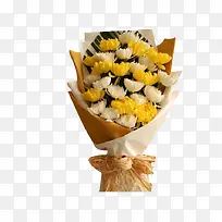 黄色菊花搭配白色菊花花束