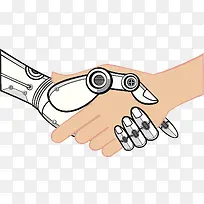 简约科技人类与机器人握手PNG