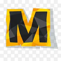 矢量褶皱晶格立体英文字母M