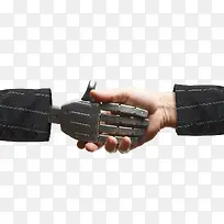 简约商务人类与机器人握手图标