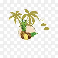 椰子树和菠萝