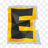 矢量褶皱晶格立体英文字母E