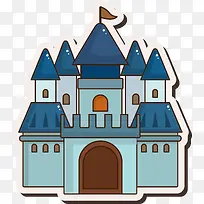 蓝色卡通童话城堡房屋图