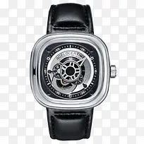 黑色银框手表