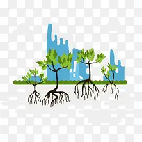 蓝色城市植树绿化