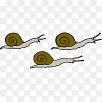 三只可爱的卡通蜗牛