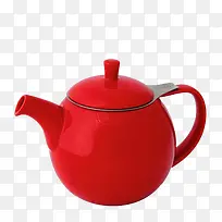 红色陶瓷茶壶