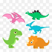 彩色恐龙矢量图