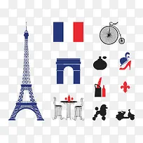 巴黎典型及标志性元素图标
