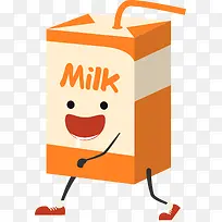 卡通手绘牛奶盒插画图案