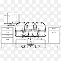 经理办公桌黑白线稿图免抠png