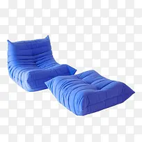 蓝色靠垫休闲躺椅