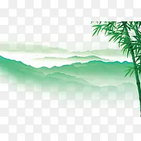 绿色竹子山峦水墨装饰背景