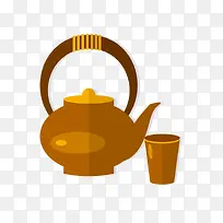 咖啡色茶壶茶杯