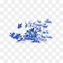 蓝色梅兰竹菊