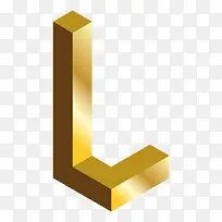 金色c4d英文字母L立体艺术字