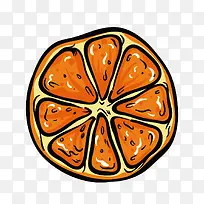 橙色圆形橙子水果卡通插画