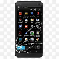 黑色HTC手机碎屏