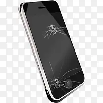 碎屏黑色苹果智能手机