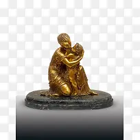 抱着孩子的母亲金色雕塑