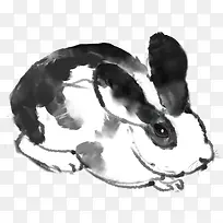 手绘水墨兔子装饰图案