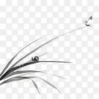 水墨兰花蝴蝶蜗牛