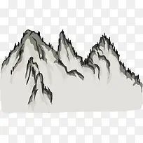 手绘国画山脉