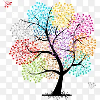 矢量彩色抽象小树