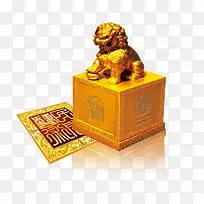 金色印章石狮子