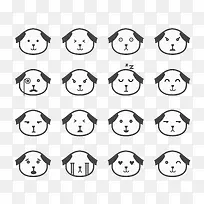 卡通手绘16种小狗表情包