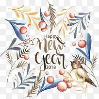 矢量手绘新年快乐艺术字