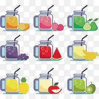 新鲜水果汁饮料简笔画免抠png