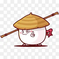 手绘会功夫的馒头人