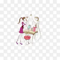 手绘卡通可爱女性人物