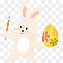 卡通可爱画彩蛋的兔子