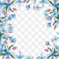 蓝色水彩画花朵背景图