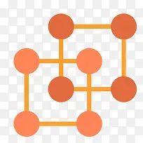 橙色手绘圆点和连接线png