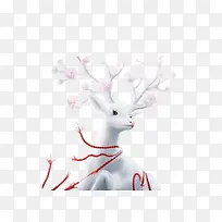 免抠圣诞节白色麋鹿