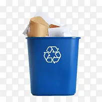 蓝简约保护环境可回收标志的垃圾